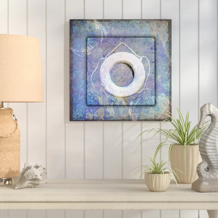 Beach House Life Saver by Lightboxjournal - Graphic Art on Canvas, 14" H x 14" W x 2" D