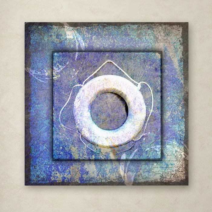Beach House Life Saver by Lightboxjournal - Graphic Art on Canvas, 14" H x 14" W x 2" D