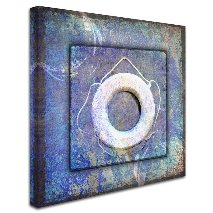 Beach House Life Saver by Lightboxjournal - Graphic Art on Canvas, 14" H x 14" W x 2" D