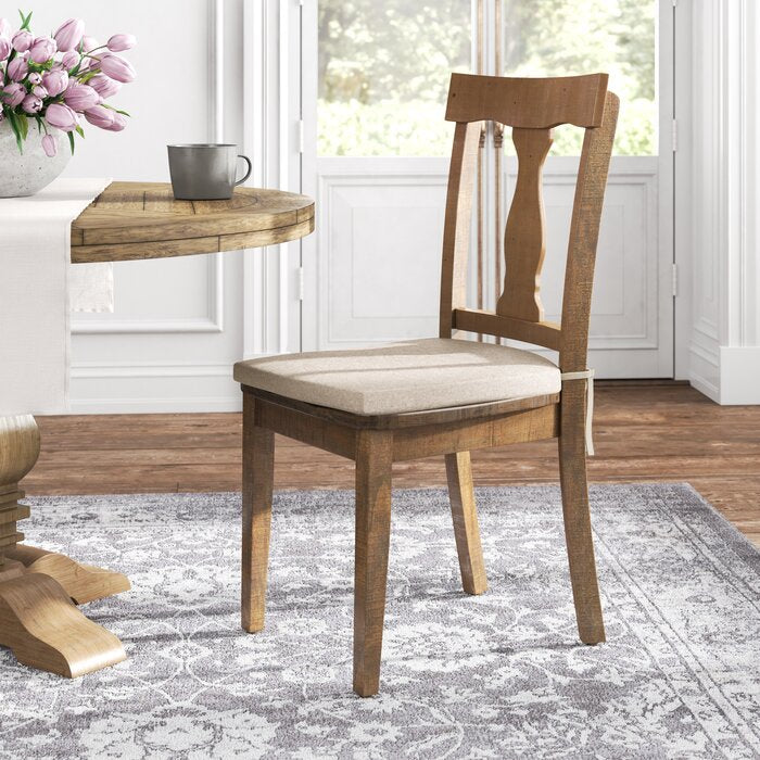Beatrice Solid Wood Side Chair in Medium Brown (Set of 2) LX5486