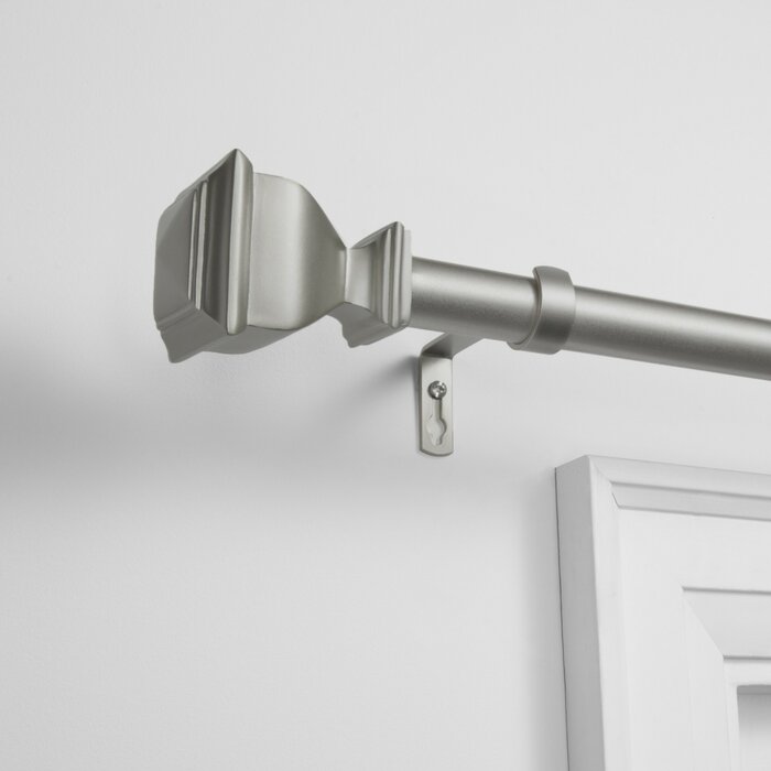 Beaudin Outdoor Single Curtain Rod, Matte Silver - 84" to 160" (#K5762)
