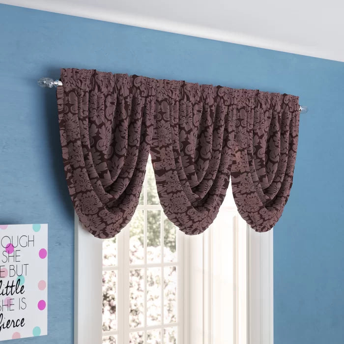 Beauvale Damask Balloon 48'' Window Valance, (Set of 3)