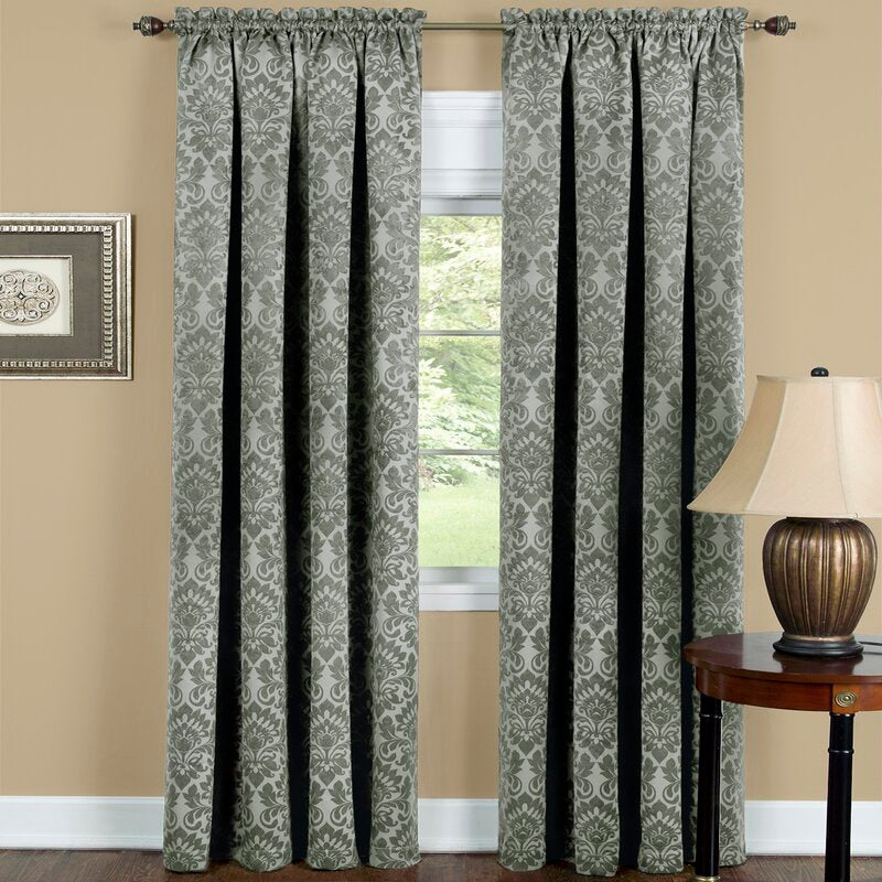 Beauvale Damask Blackout Rod Pocket Single Curtain Panel (Set of 4) K8114