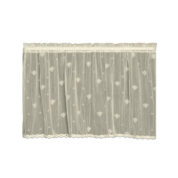 45" H x 36" W Ecru Bechtel Floral Tailored Cafe Curtain