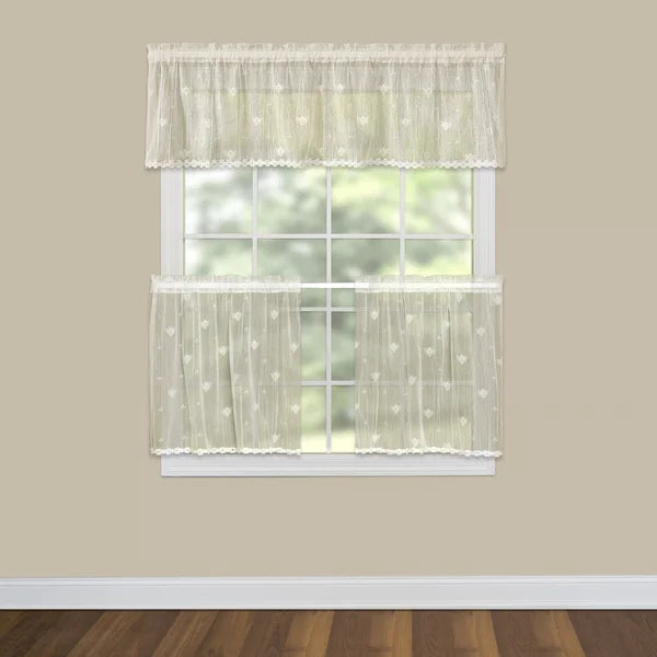 45" H x 36" W Ecru Bechtel Floral Tailored Cafe Curtain
