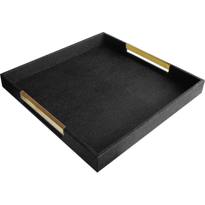 Black with Gold Handles Beck Coffee Table Tray
