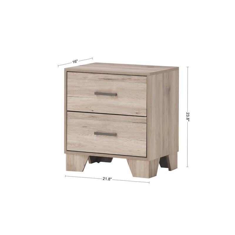 Beckville 23.8'' Tall 2 - Drawer Nightstand in Light Oak