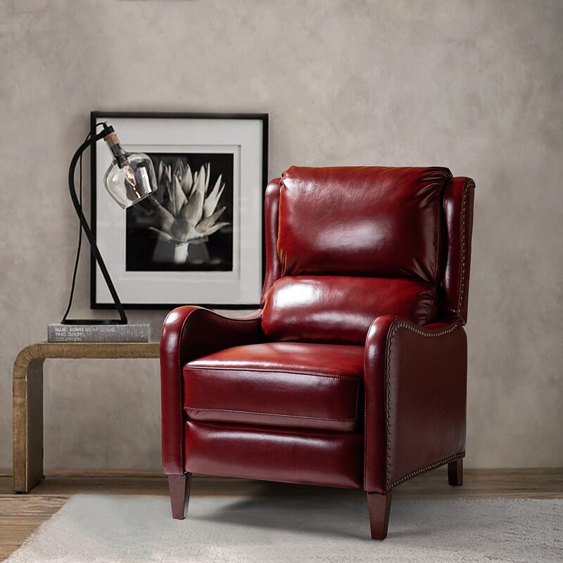 Beecher 28.75'' Wide Genuine Leather Manual Club Recliner