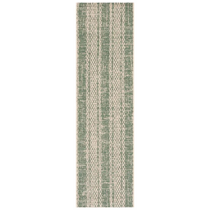Beedle Striped Indoor / Outdoor Area Rug in Beige/Dark Green, Runner 2'3" x 8'