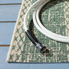 Beedle Striped Indoor / Outdoor Area Rug in Beige/Dark Green rectangle 2'x3'7