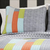 Beehler Orange/Blue/Green/Gray 100% Cotton 320 TC Reversible Modern & Contemporary Quilt Set, Full/Queen