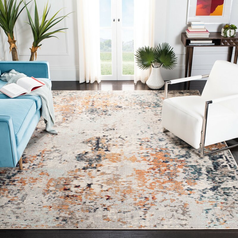 Abstract Gray/Beige Area Rug KRUG129