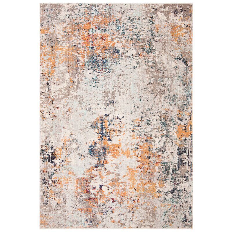 Abstract Gray/Beige Area Rug KRUG129