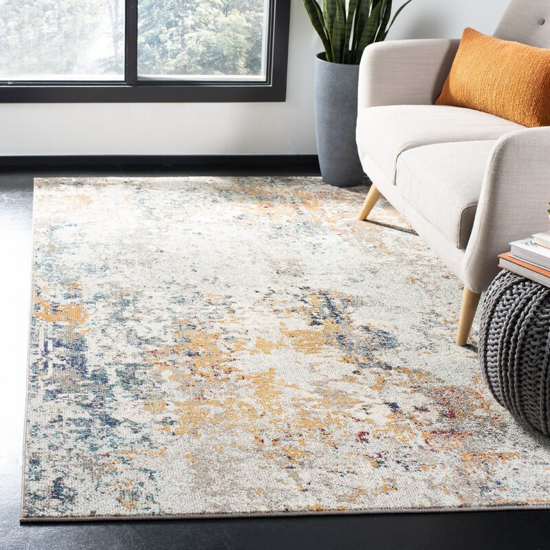 Abstract Gray/Beige Area Rug KRUG129