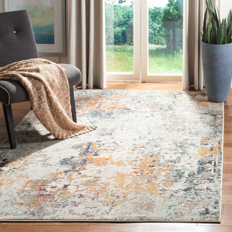 Abstract Gray/Beige Area Rug KRUG129