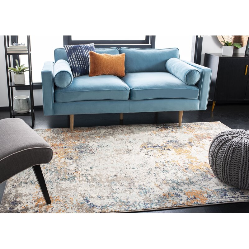 Abstract Gray/Beige Area Rug KRUG129