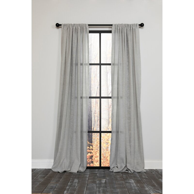 Belana Amabelle Solid Semi-Sheer Rod Pocket Single Curtain Panel, LC380