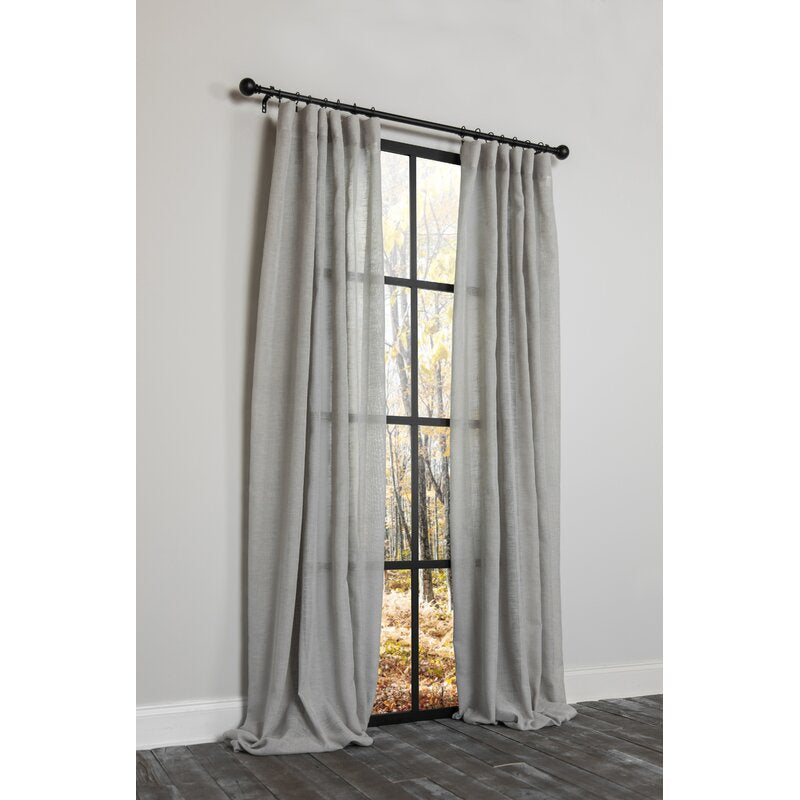 Belana Amabelle Solid Semi-Sheer Rod Pocket Single Curtain Panel, LC380