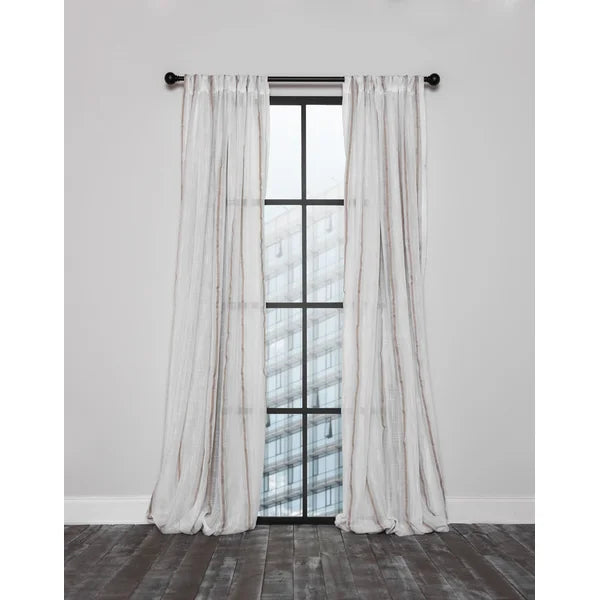 Belanna Ariele Striped Semi-Sheer Rod Pocket Single Curtain Panel 54" x 96"