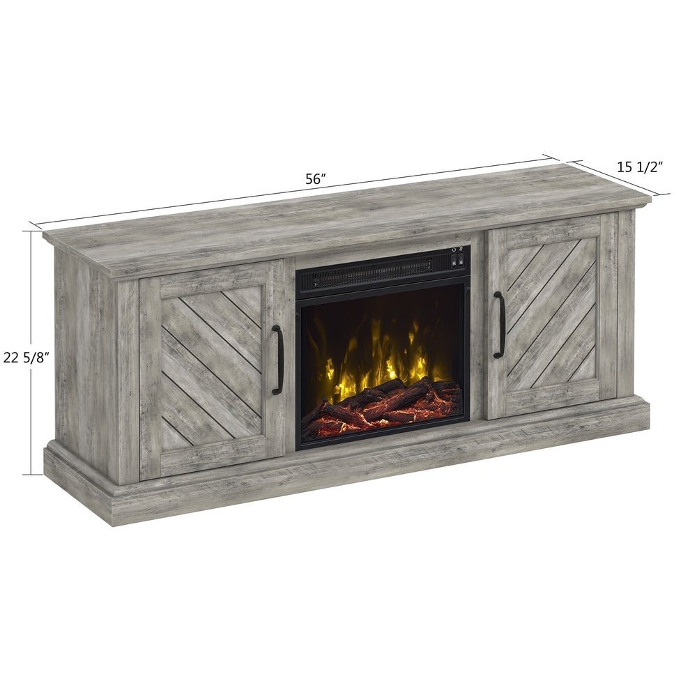 Belcrest TV Stand for TV's up to 60" with Electric Fireplace, Valley Pine (#K3676)