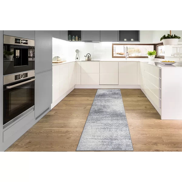 Belden Abstract Area Rug in Gray/White runner 2'x7'
