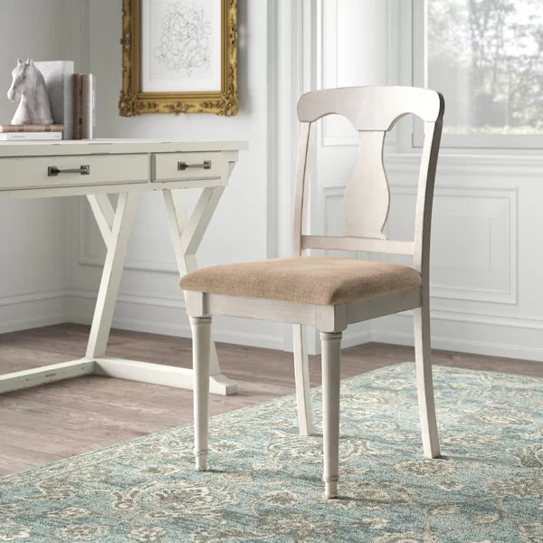 Belfort Side Chair in Beige/Wire Brushed White