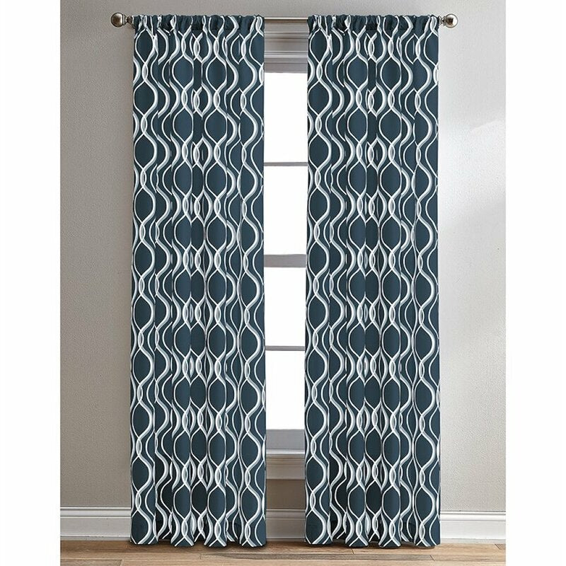 Belfrey Ogee Geometric Semi-Sheer Rod Pocket Single Curtain Panel (Set of 2) LC616