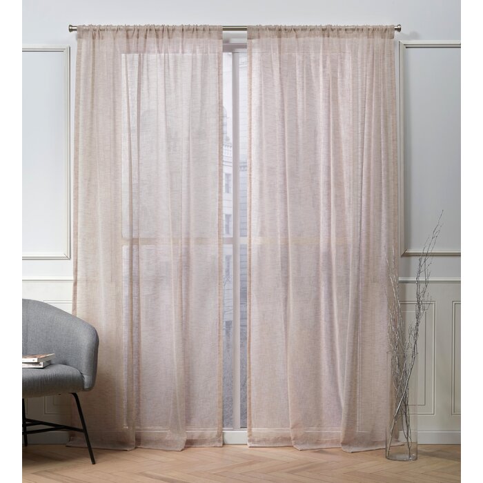 Belfry Solid Color Sheer Rod Pocket Curtain Panels (Set of 2) BLUSH  EE289