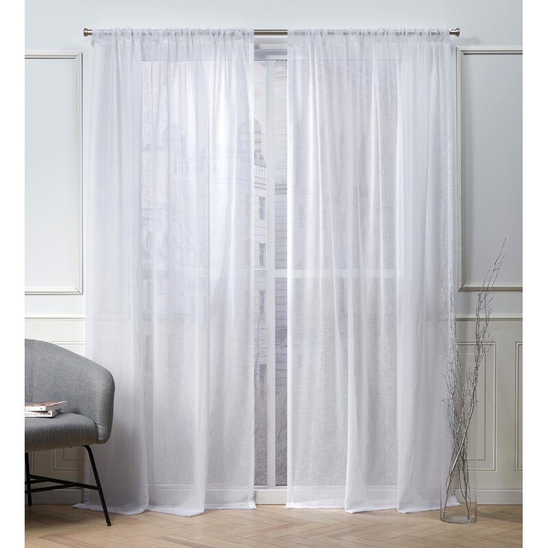 Belfry Solid Color Sheer Rod Pocket Curtain Panels (Set of 2) RA162