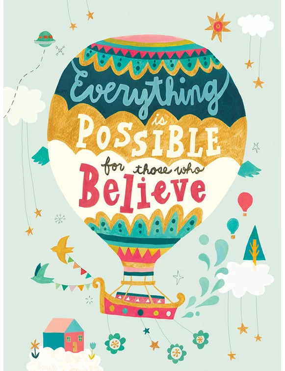 12.5" H x 10.5" W x 0.07" D Believe Balloon by Irene Chan Paper Print