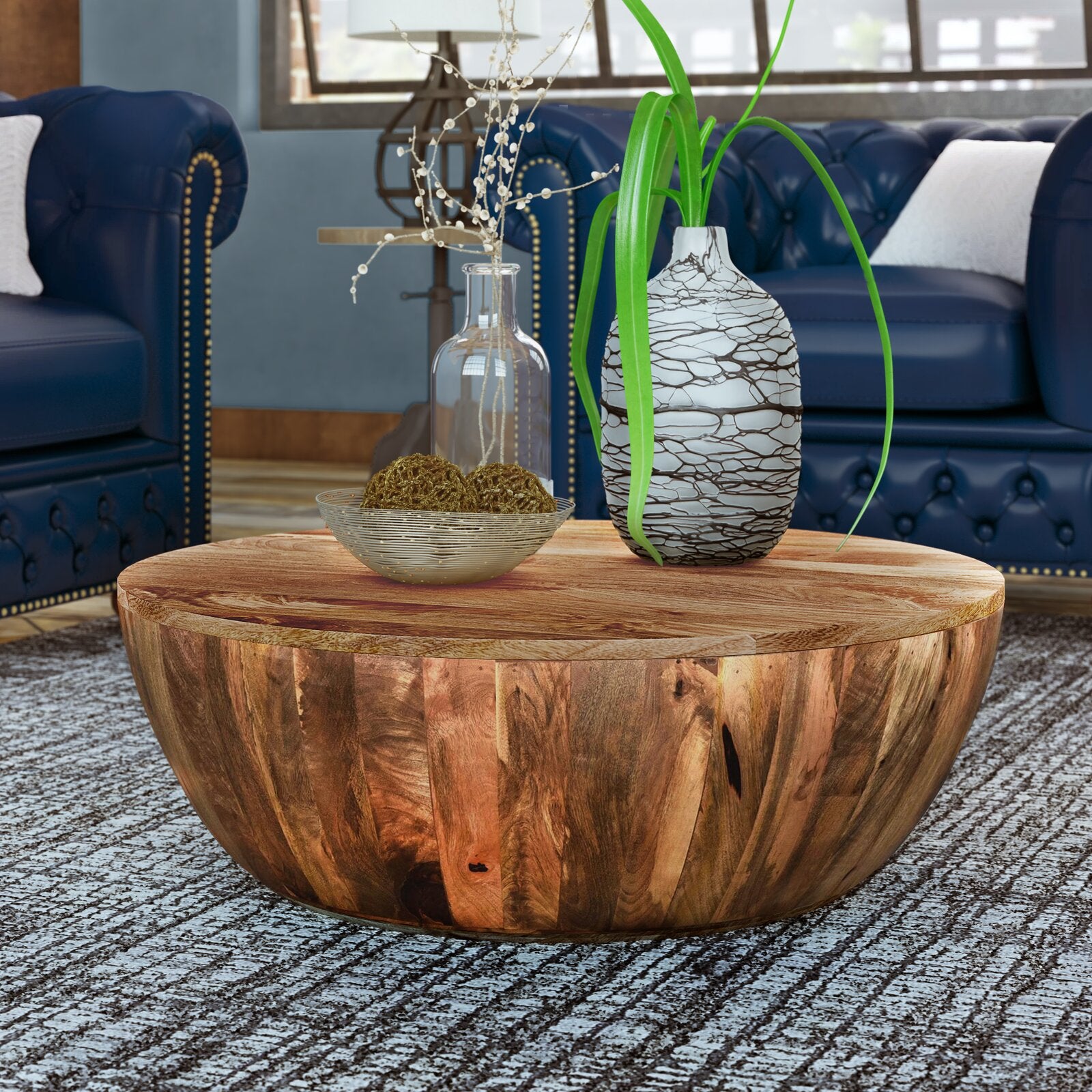 Beliveau Solid Wood Drum Coffee Table K6915