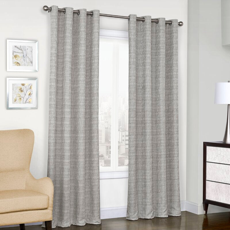 Bellefontaine Striped Blackout Thermal Grommet Single Curtain Panel, 52"W x 63"L, (Set of 2)