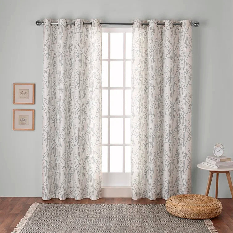 Bellicent  Floral Semi-Sheer Grommet Curtain Panels, 54" W x 96" L, (Set of 2)