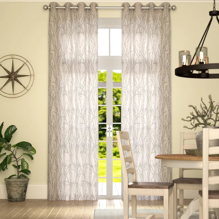 Bellicent  Floral Semi-Sheer Grommet Curtain Panels, 54" W x 96" L, (Set of 2)