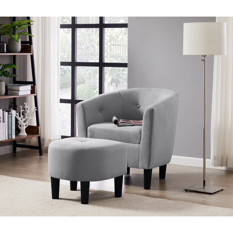 Benat 25'' Wide Tufted Barrel Chair and Ottoman CYB243