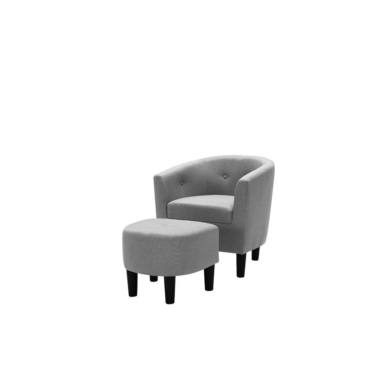 Benat 25'' Wide Tufted Barrel Chair and Ottoman CYB243