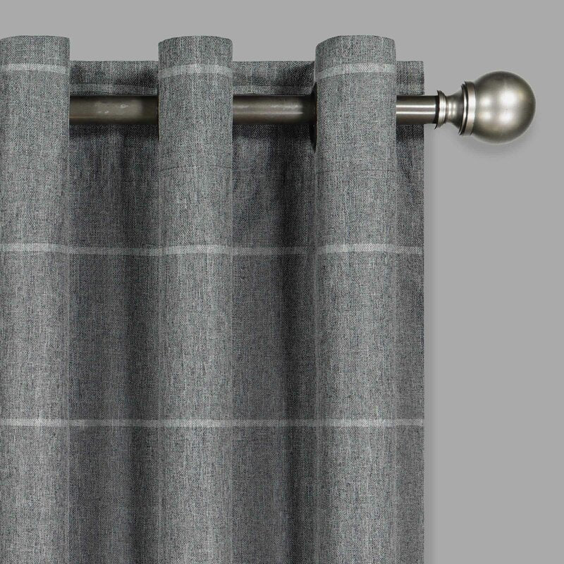Benfeito Checkered Blackout Thermal Grommet Single Curtain Panel, 37" X 95" (SET OF 3)