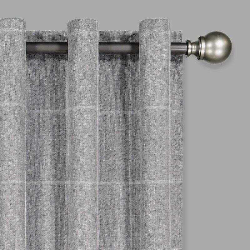 Benfeito Checkered Blackout Thermal Grommet Single Curtain Panel