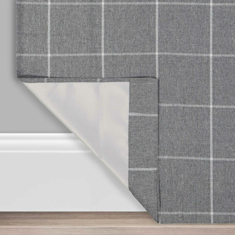 Benfeito Checkered Blackout Thermal Grommet Single Curtain Panel, 37" X 95" (SET OF 3)