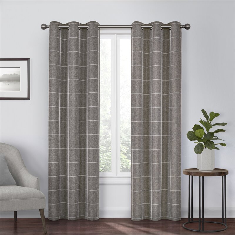 Benfeito Striped Blackout Thermal Grommet Single Curtain Panel (Set of 2) B19-KS205