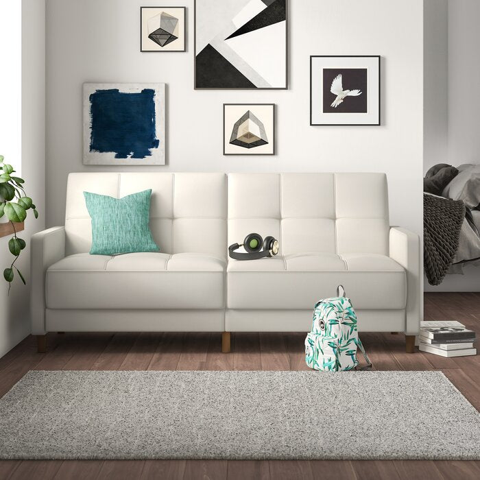 Benitez Full 76" Convertible Sofa, White