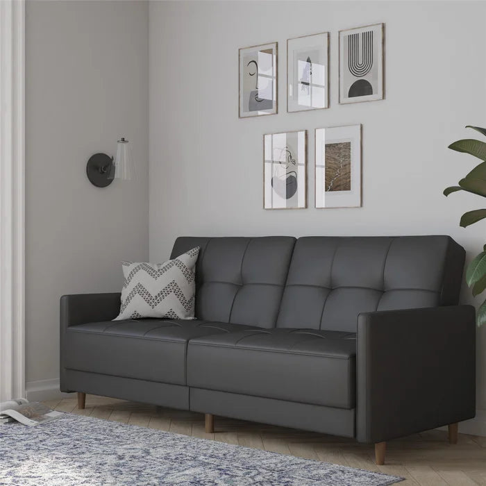 Benitez Faux Leather Tufted Back Convertible Sofa