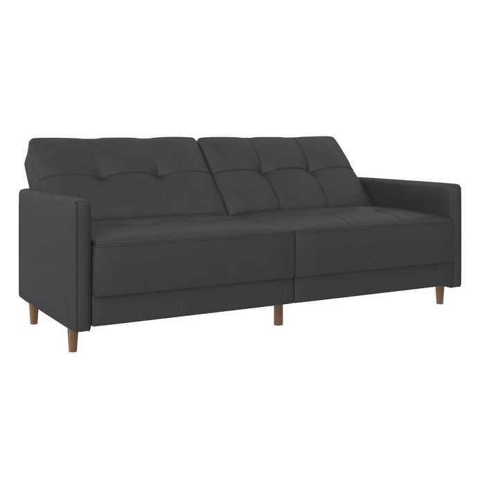 Benitez Twin 76'' Wide Faux Leather Tufted Back Convertible Sofa