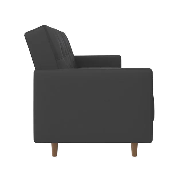 Benitez Twin 76'' Wide Faux Leather Tufted Back Convertible Sofa