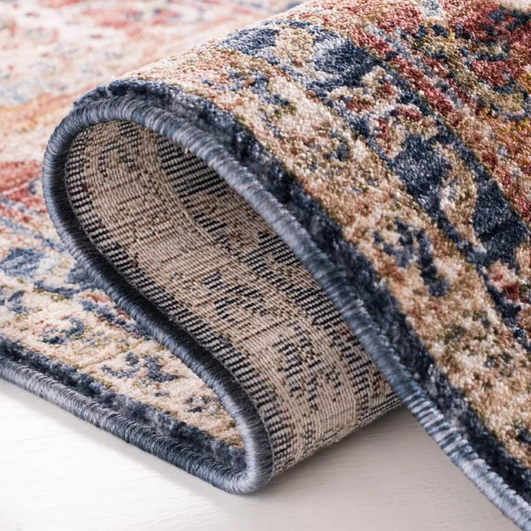 Bennet Oriental Area Rug in Dark Blue/Red 9'9 x 13