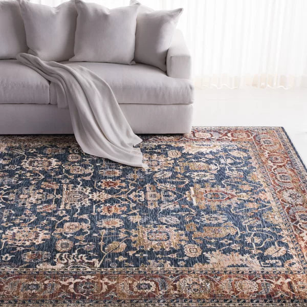 Bennet Oriental Area Rug in Dark Blue/Red 9'9 x 13
