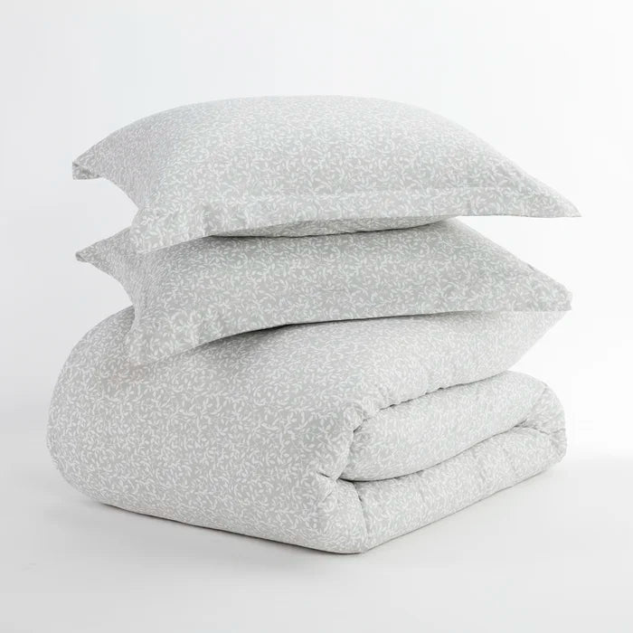 Bensley White/Gray Microfiber Modern & Contemporary Duvet Cover Set, Full/Queen