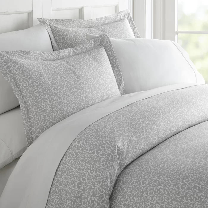 Bensley White/Gray Microfiber Modern & Contemporary Duvet Cover Set, Full/Queen