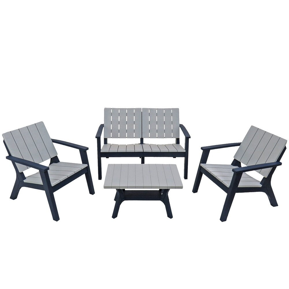 Berkley Collection 4-Piece All-Weather Wood Finish Conversation Set