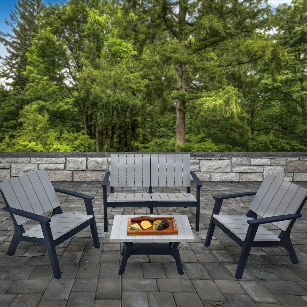 Berkley Collection 4-Piece All-Weather Wood Finish Conversation Set